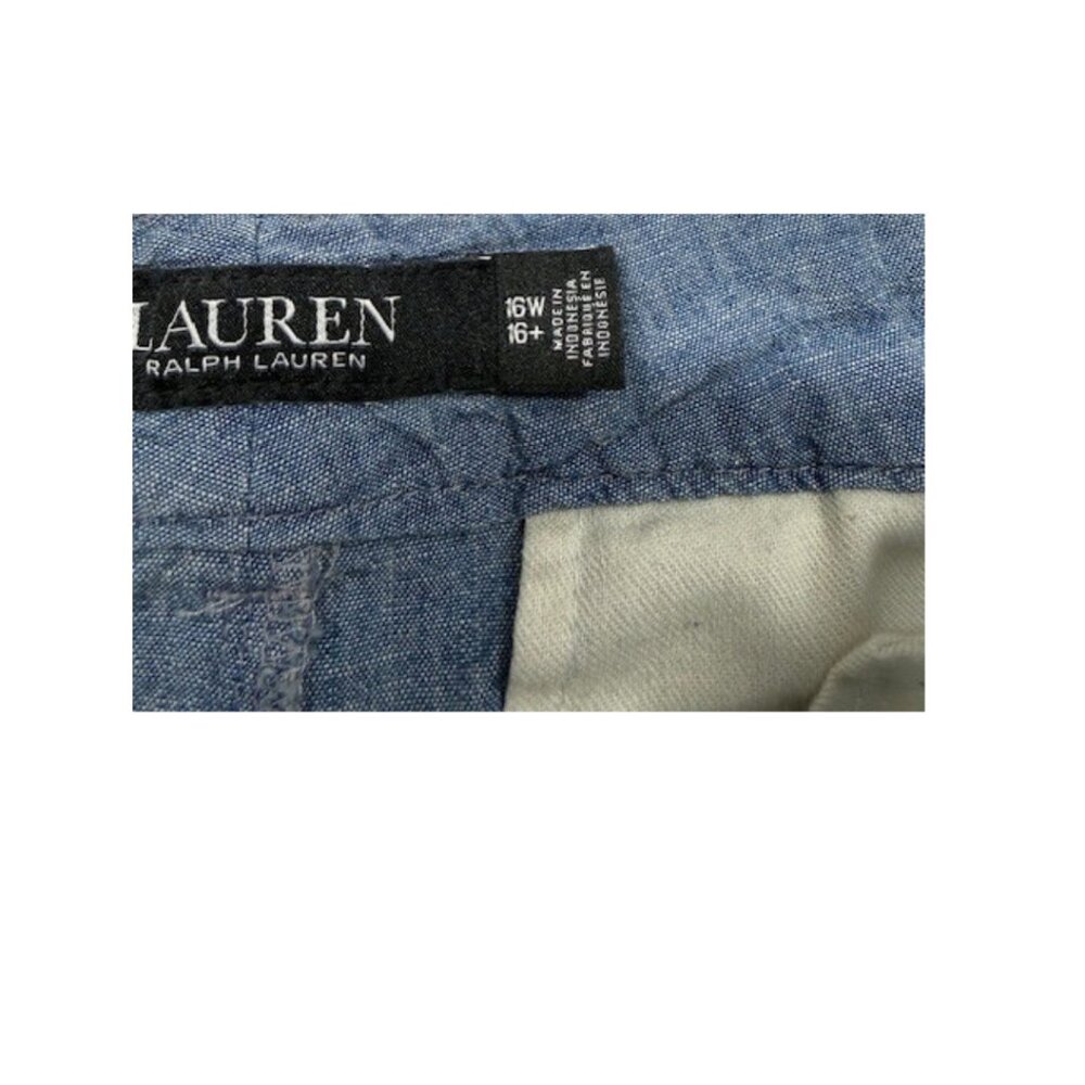 Ralph Lauren Blue Wide Leg Pants 16W Linen Blend - Picture 3 of 9